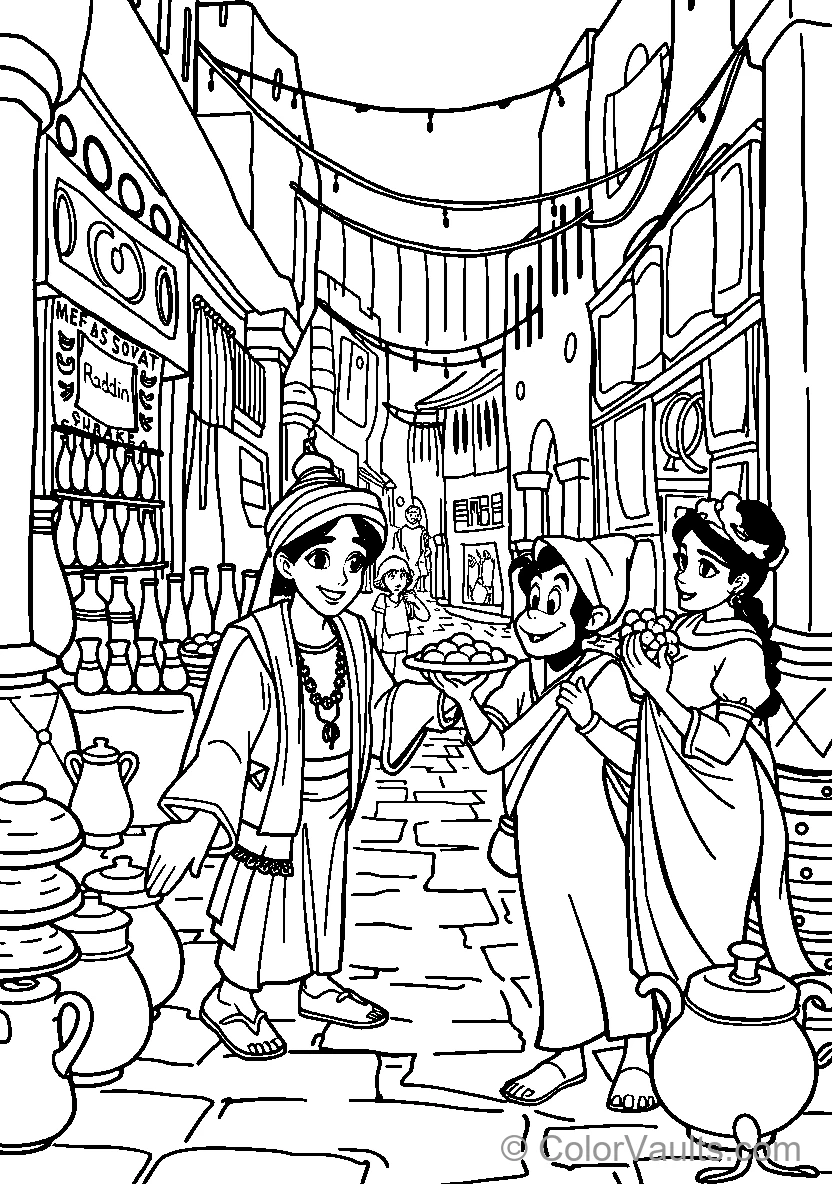 Aladdin & Jasmine coloring page 3