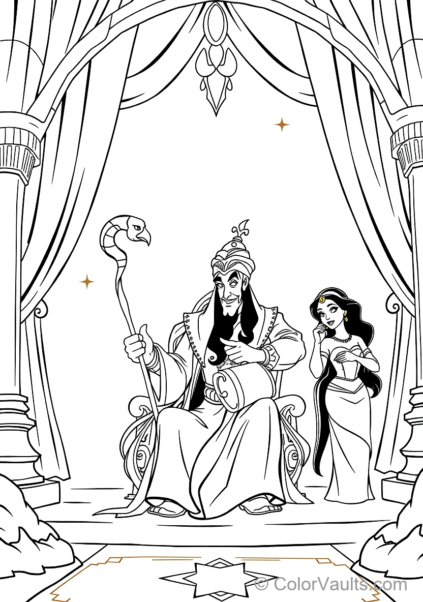 Jafar with His Serpent Cobra Staff and Pet Parrot Iago