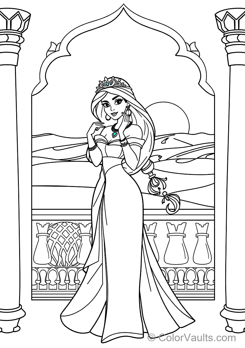 Princess Jasmine in Her Royal Turquoise Tiara and Gown (Scene 2)