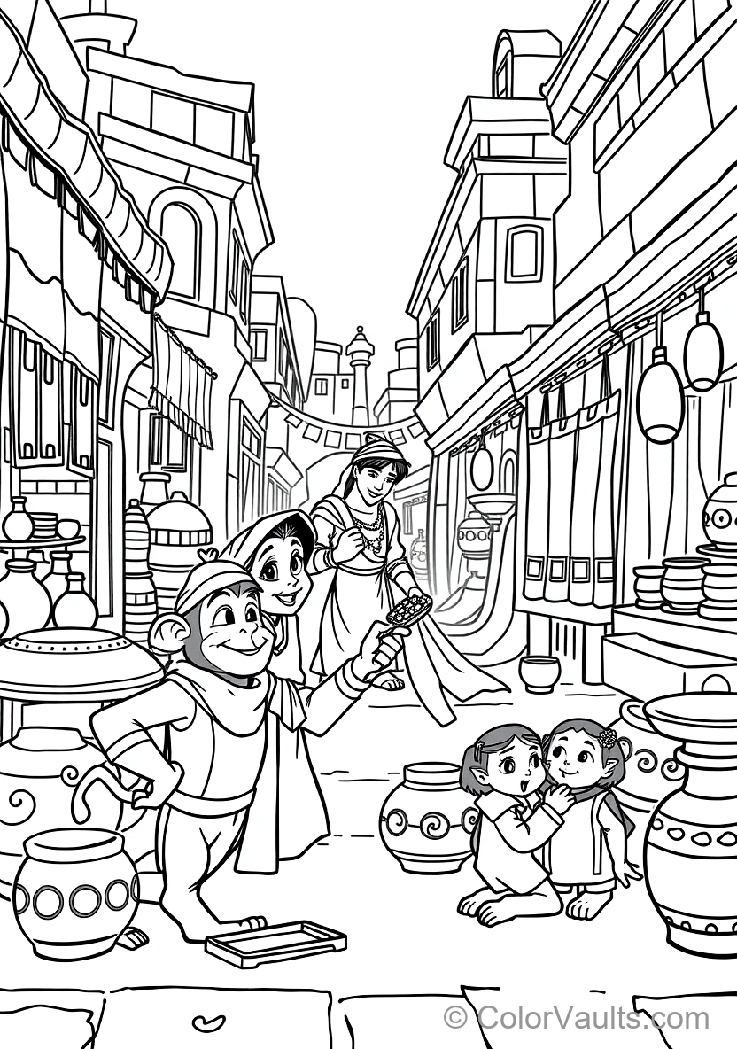 Aladdin and Abu the Monkey Sharing Bread with Street (Scene 3)