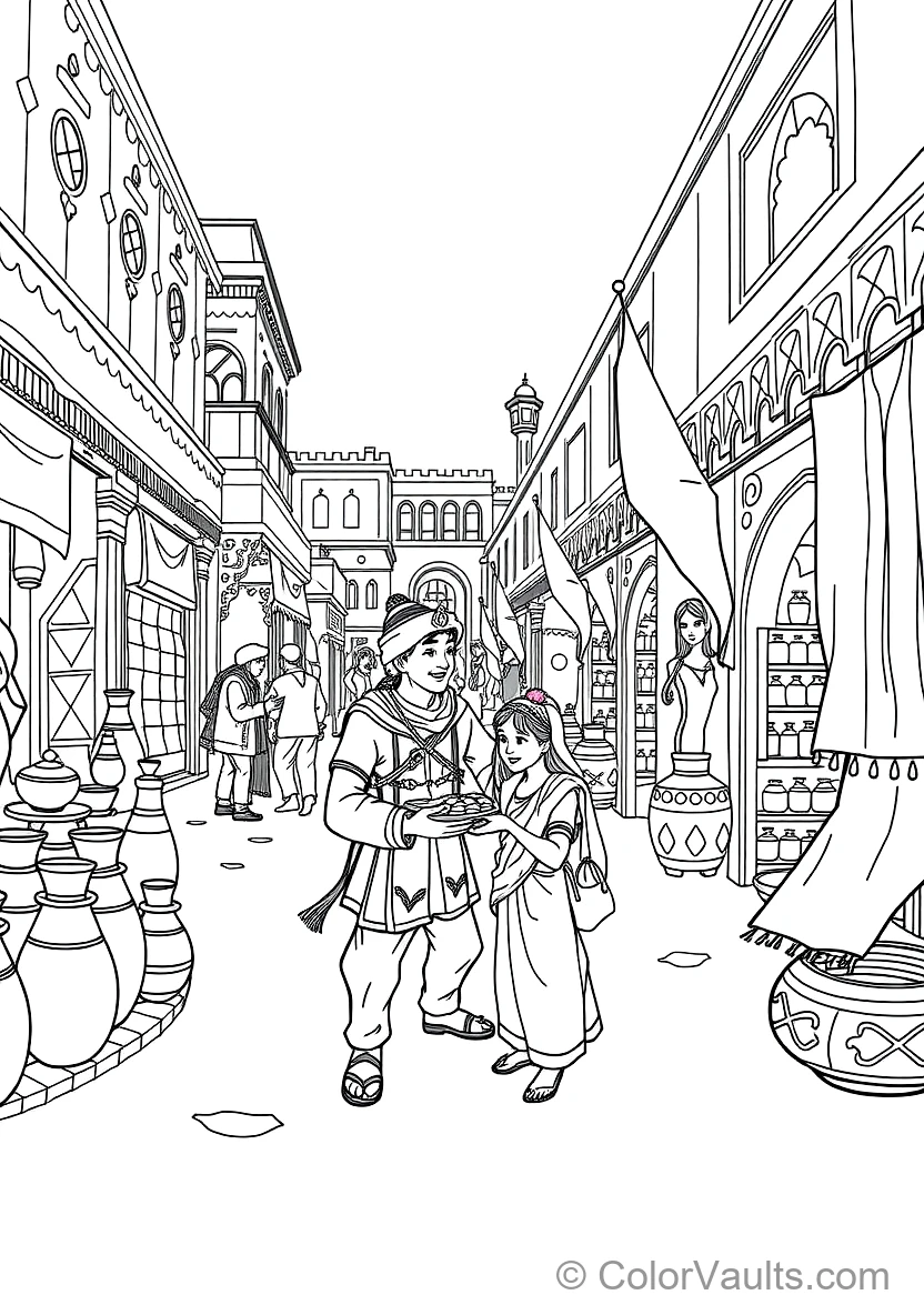 Aladdin and Abu the Monkey Sharing Bread with Street (Scene 5)