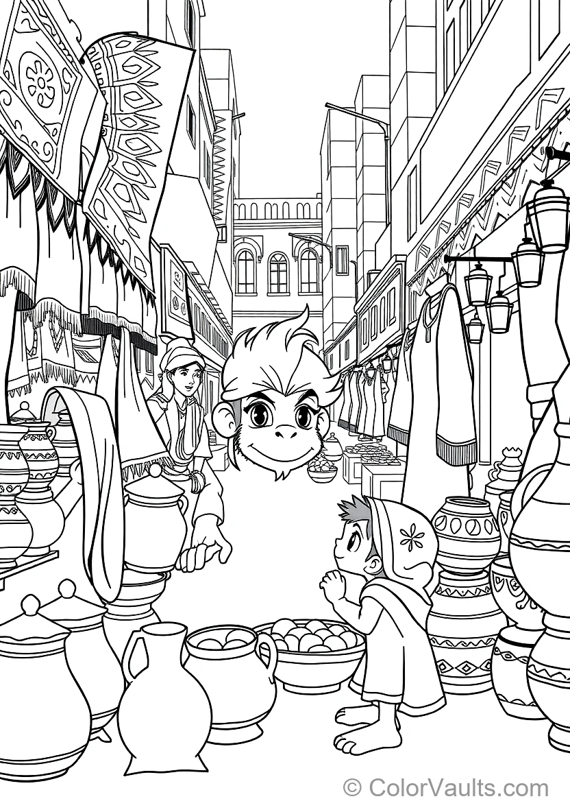 Aladdin und Abu the Monkey Sharing Bread mit Street (Scene 6)