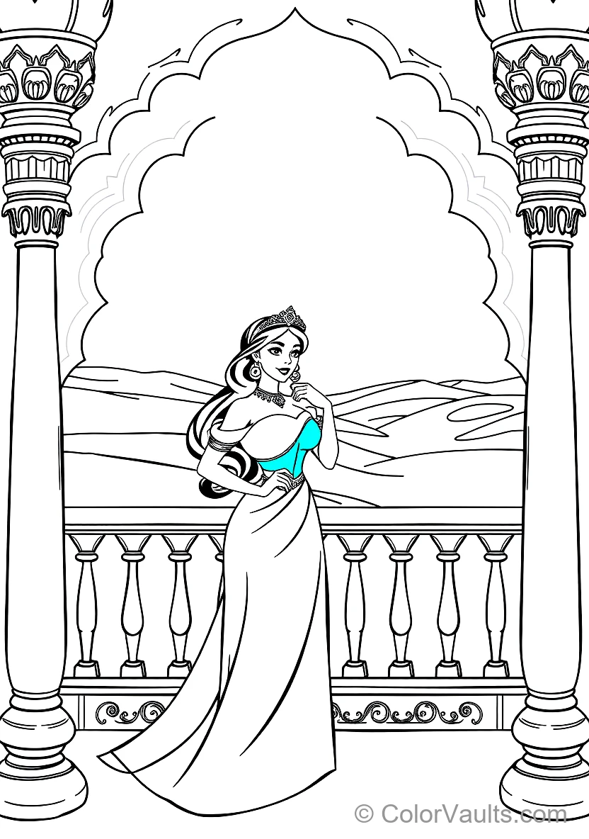 Princess Jasmine in Her Royal Turquoise Tiara and Gown (Scene 4)