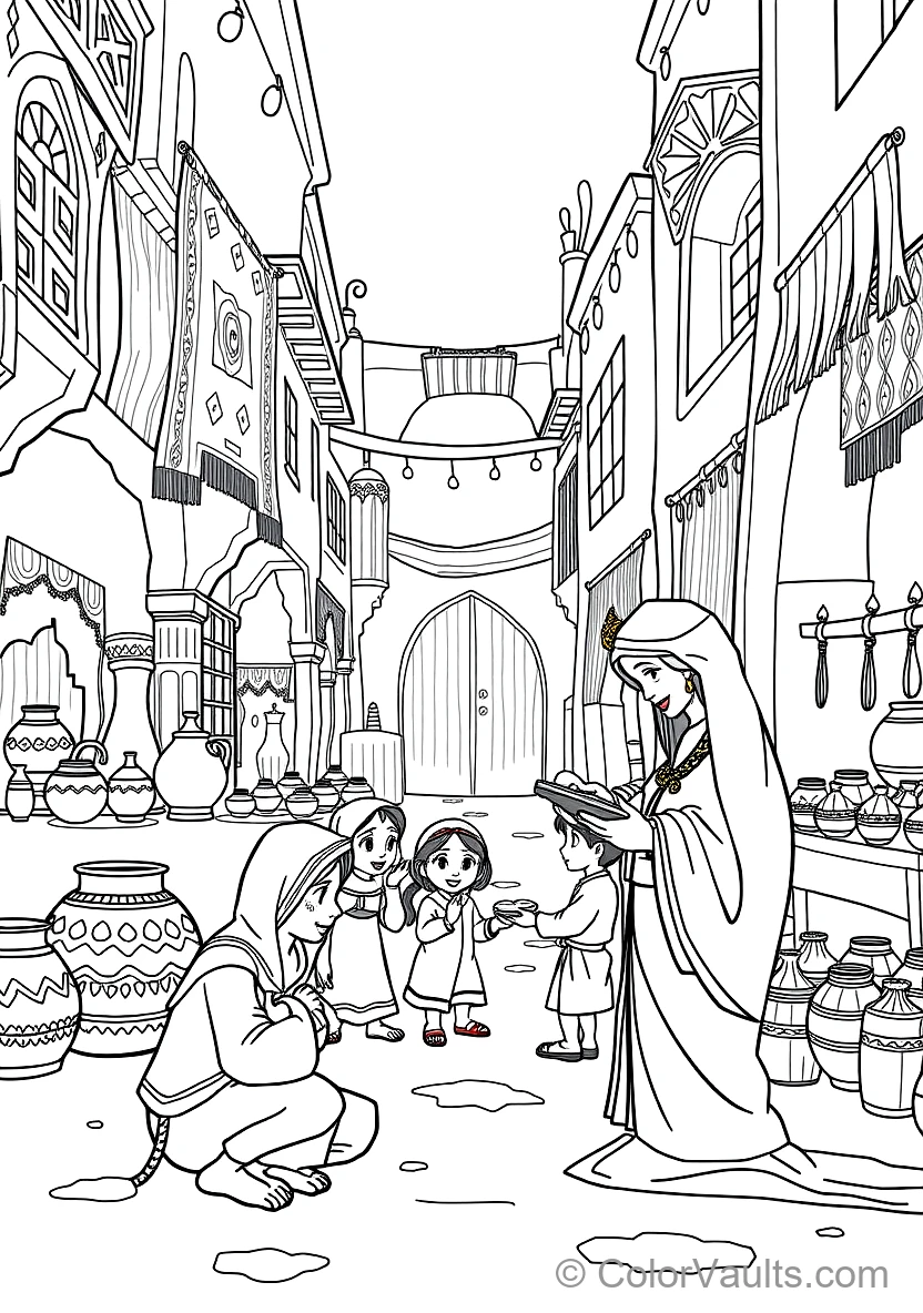 Aladdin and Abu the Monkey Sharing Bread with Street (Scene 7)