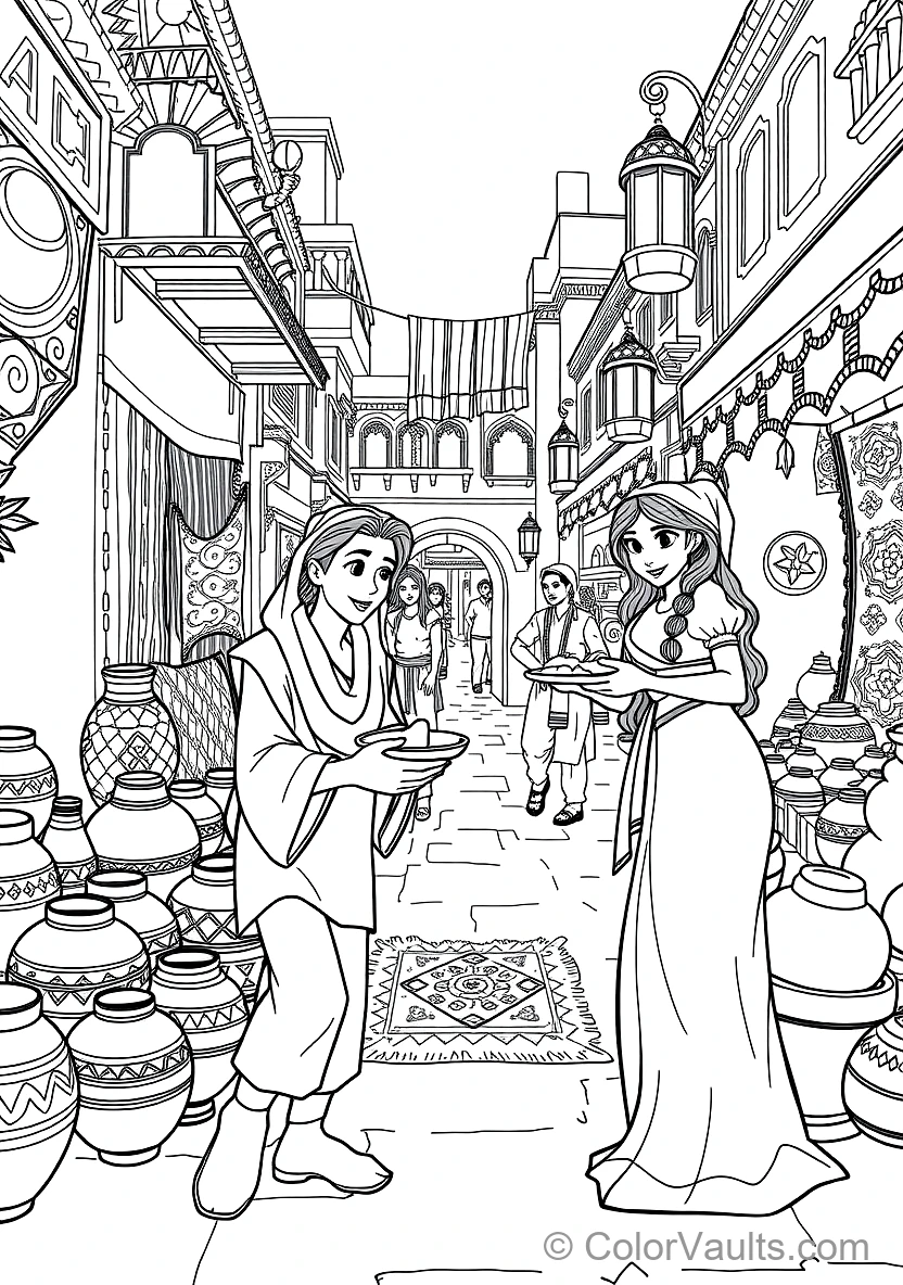 Aladdin und Abu the Monkey Sharing Bread mit Street (Scene 8)
