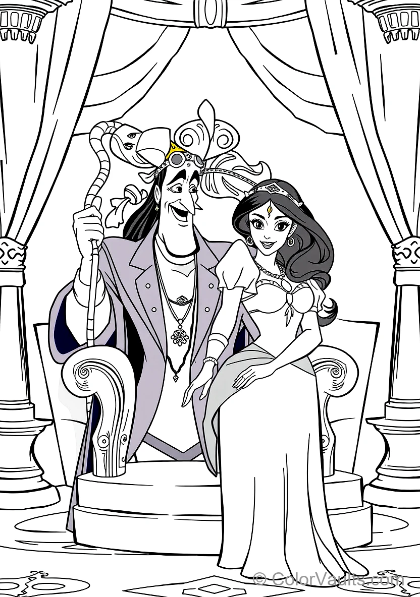 Jafar with His Serpent Cobra Staff and Pet Parrot Iago (Scene 5)