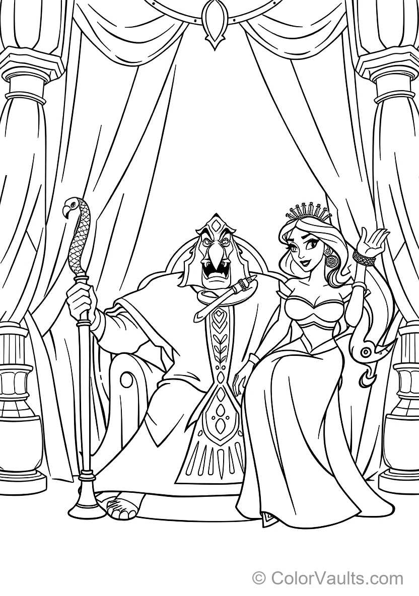 Jafar mit His Serpent Cobra Staff und Pet Parrot Iago (Scene 7)