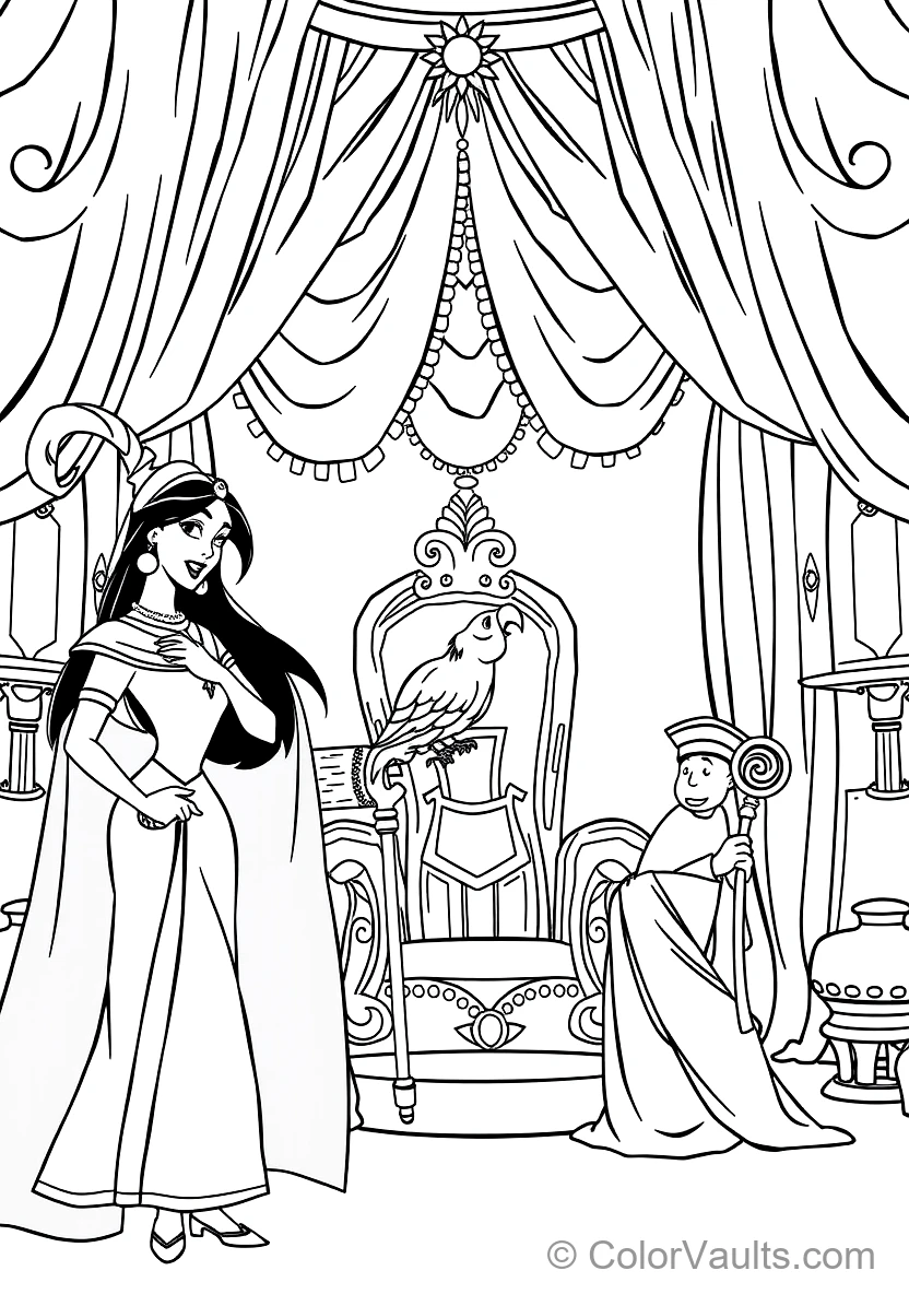 Jafar with His Serpent Cobra Staff and Pet Parrot Iago (Scene 8)