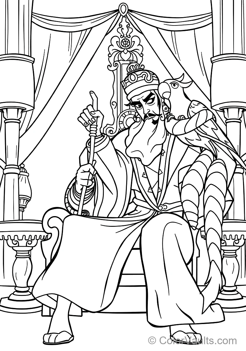 Jafar with His Serpent Cobra Staff and Pet Parrot Iago (Scene 9)