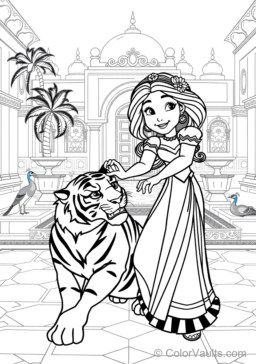 Princess Jasmine Gently Petting Her Loyal Pet Tiger (Scene 12)