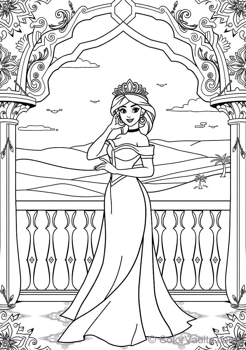 Princess Jasmine in Her Royal Turquoise Tiara and Gown (Scene 12)