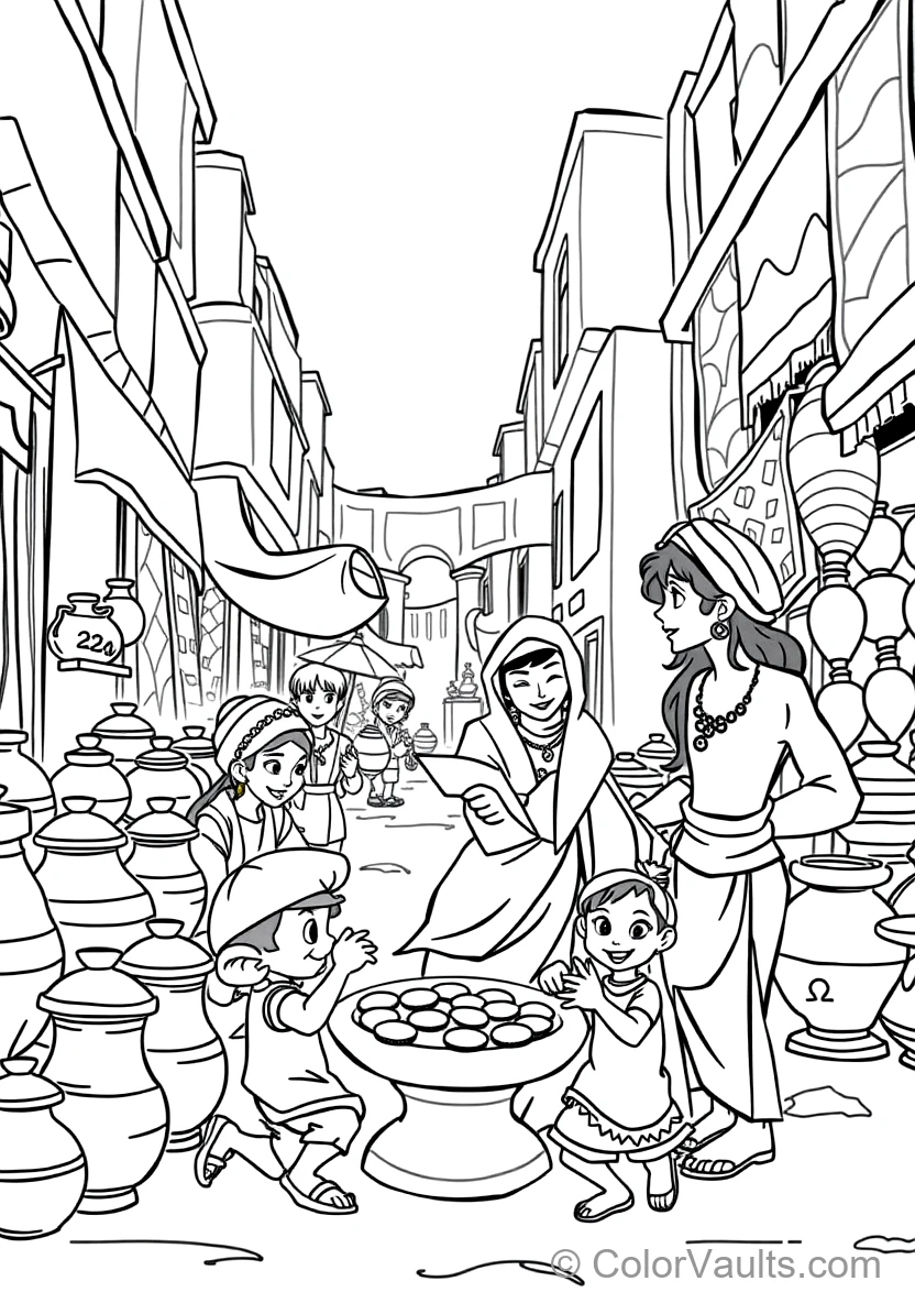 Aladdin and Abu the Monkey Sharing Bread with Street (Scene 9)
