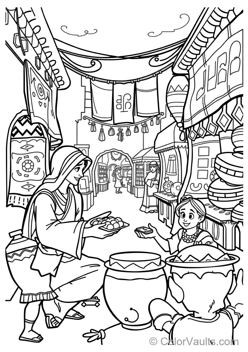 Aladdin and Abu the Monkey Sharing Bread with Street (Scene 11)