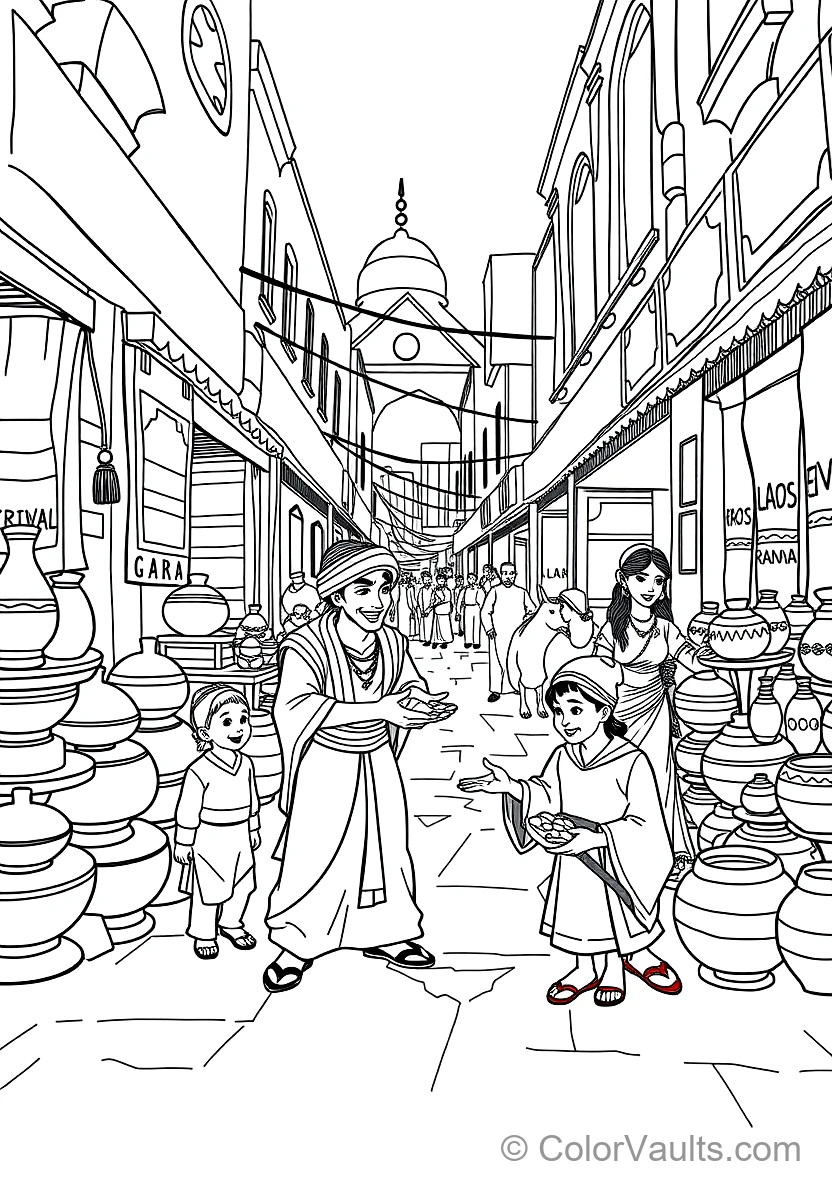 Aladdin and Abu the Monkey Sharing Bread with Street (Scene 14)