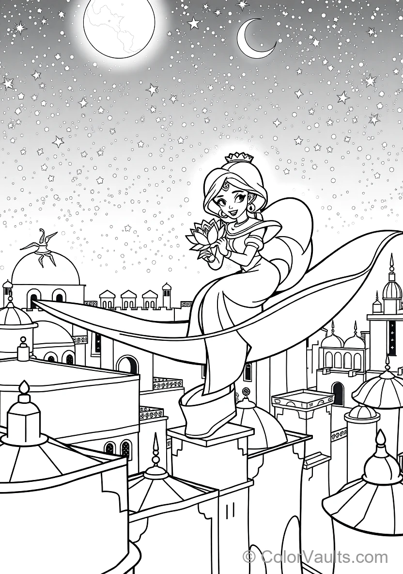 Princess Jasmine Flying on the Magic Carpet Holding a (Scene 10)