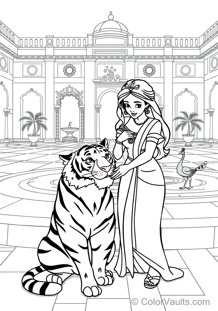 Princess Jasmine Gently Petting Her Loyal Pet Tiger (Scene 16)