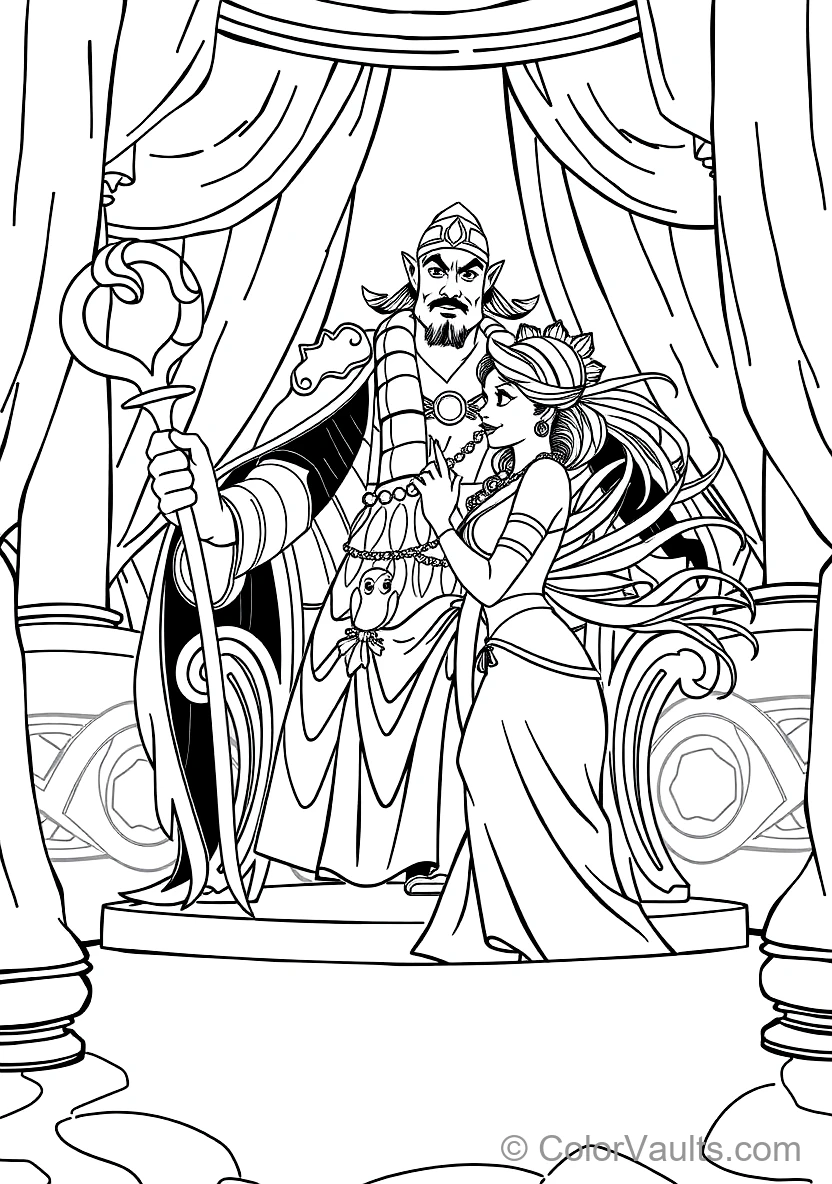 Jafar with His Serpent Cobra Staff and Pet Parrot Iago (Scene 11)