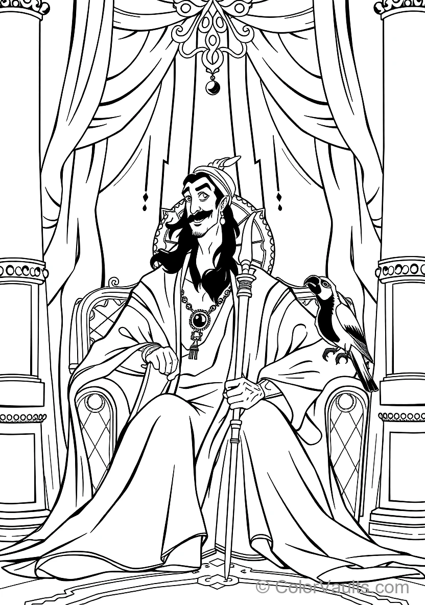 Jafar mit His Serpent Cobra Staff und Pet Parrot Iago (Scene 12)