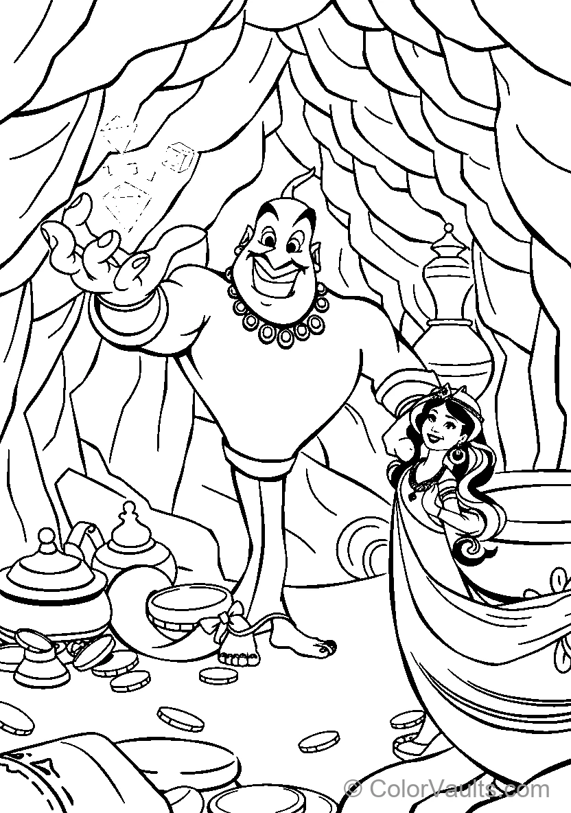 Jasmine With A Genie In An Aladdin Scene