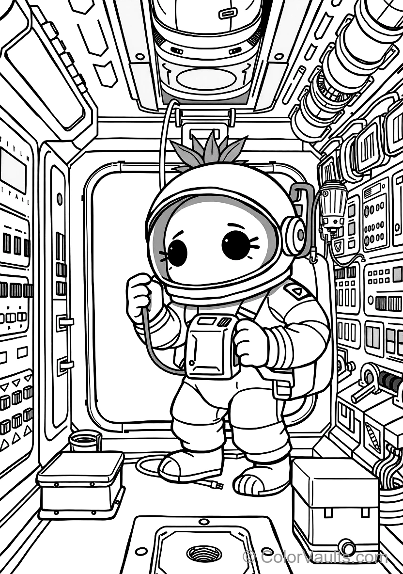 Cute Round Astronaut Crewmate Wearing a Small Green (Scene 3)