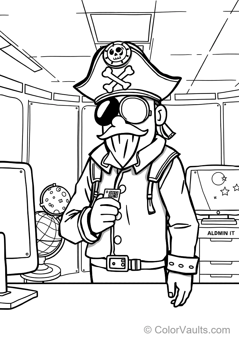 Crewmate Wearing a Pirate Captain Hat Scanning Their (Scene 3)