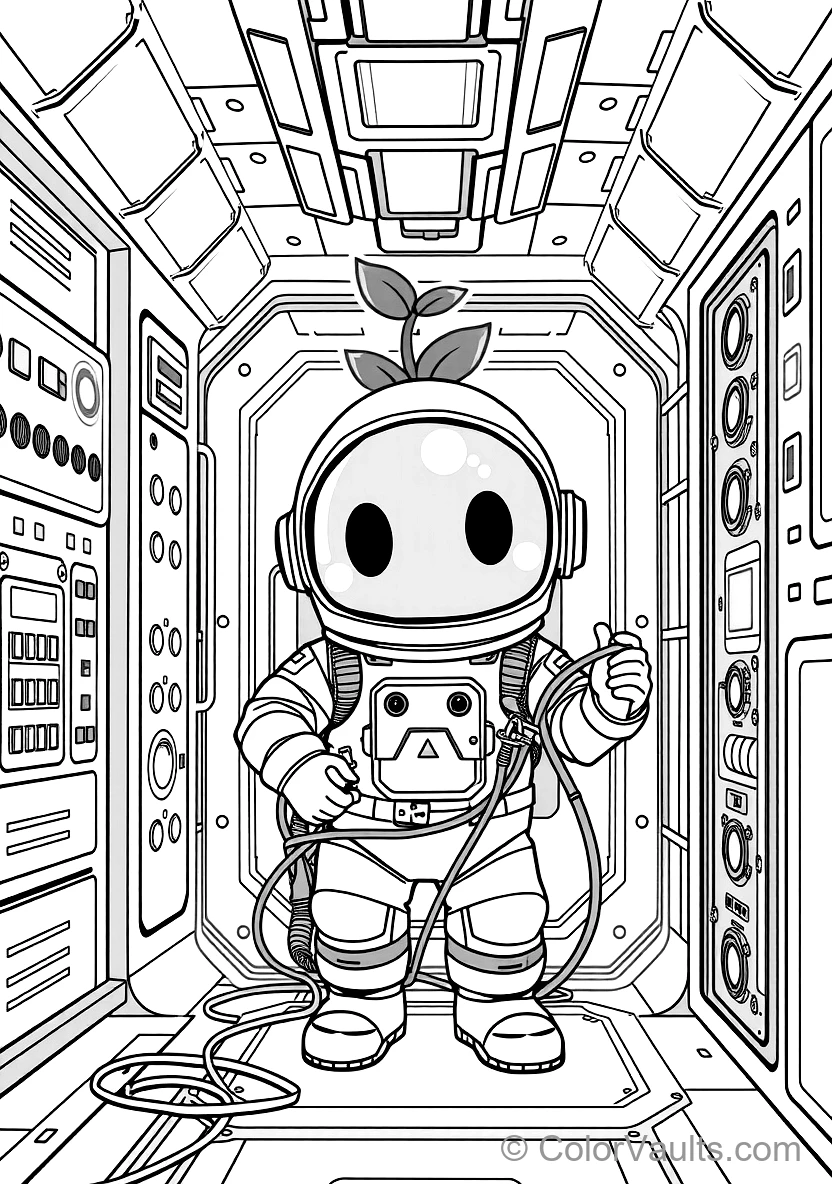 Cute Round Astronaut Crewmate Wearing a Small Green (Scene 5)