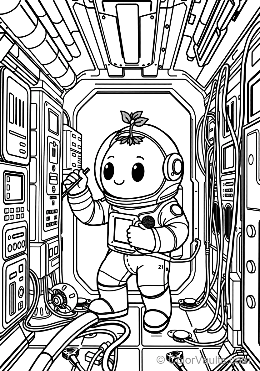 Cute Round Astronaut Crewmate Wearing a Small Green (Scene 7)