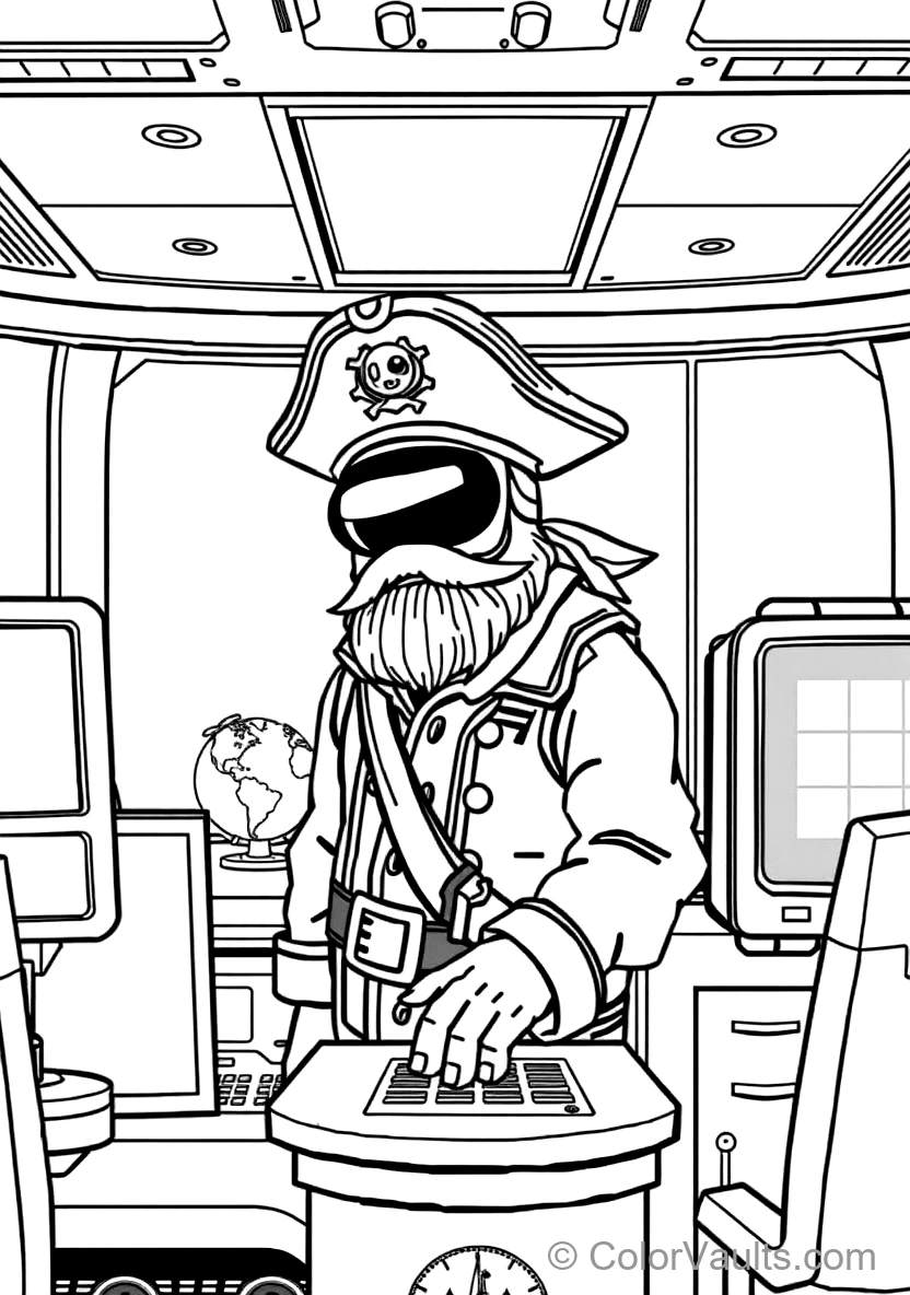 Crewmate Wearing a Pirate Captain Hat Scanning Their (Scene 7)