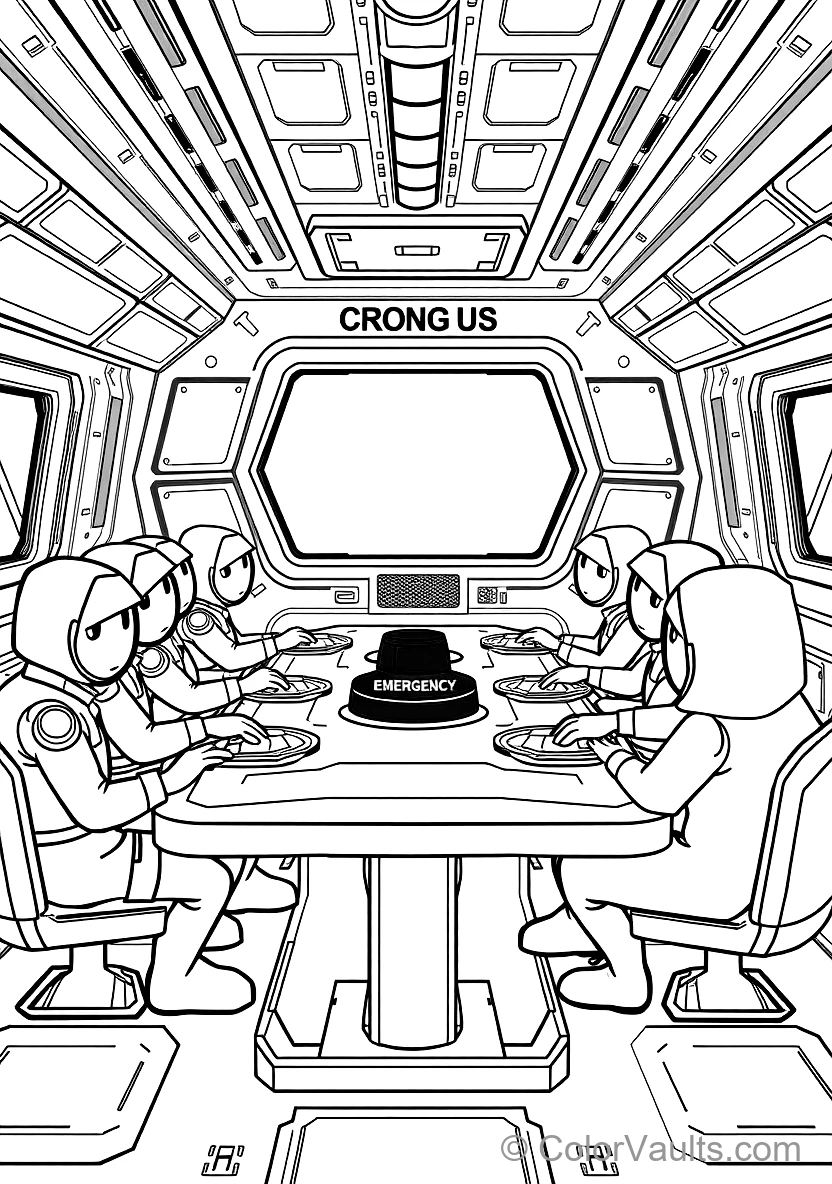 Crewmates Gathered Around the Emergency Meeting Table (Scene 9)