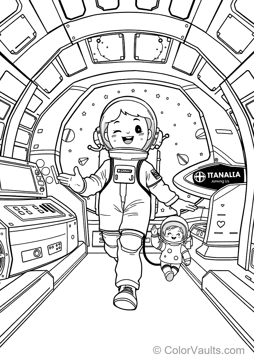 Friendly Astronaut Crewmate Walking Happily Through (Scene 15)