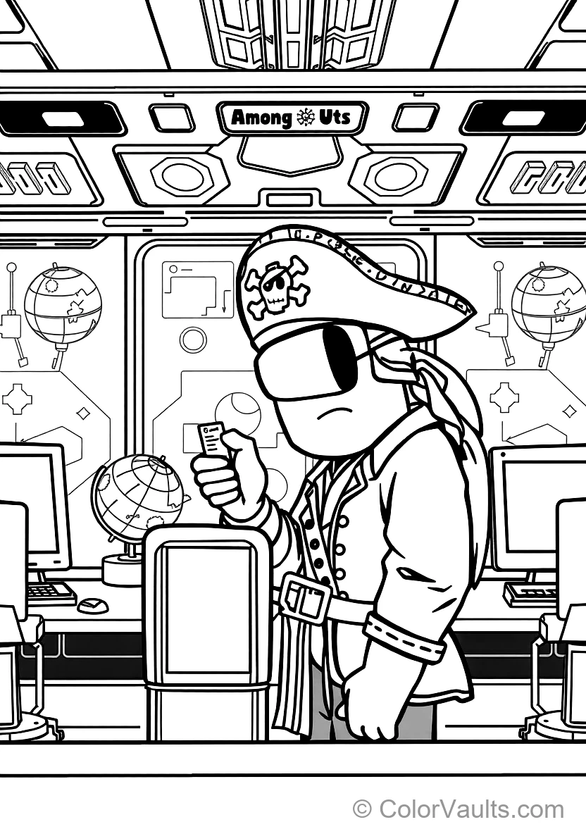 Crewmate Wearing a Pirate Captain Hat Scanning Their (Scene 17)