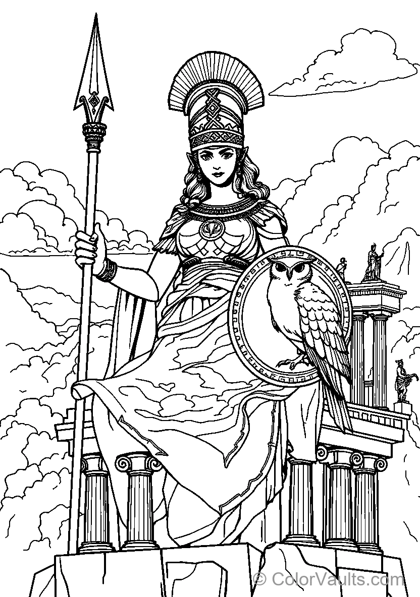 Athena On A Throne With Owl Emblem