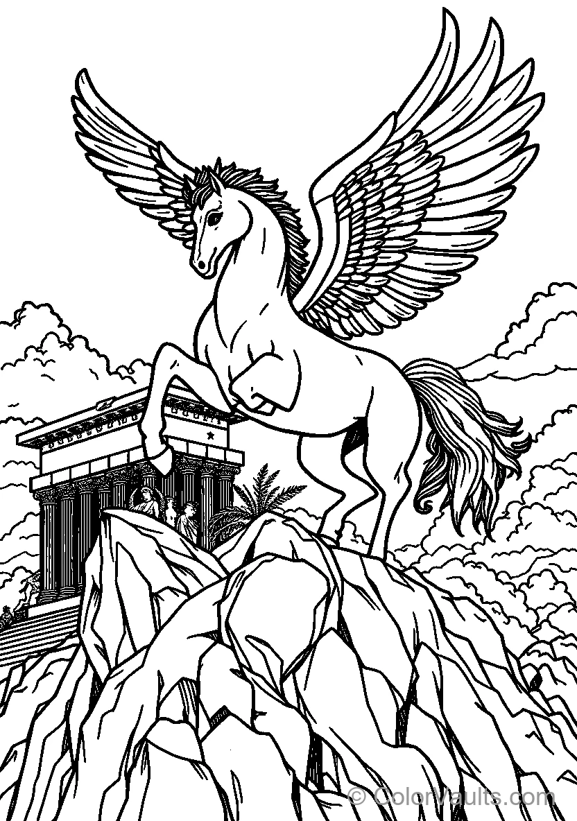 Pegasus Standing On Rocks