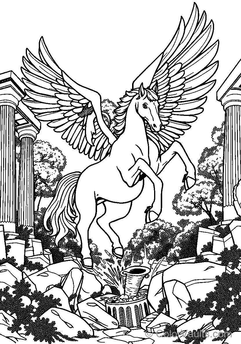 Pegasus Statue In Ancient Ruins