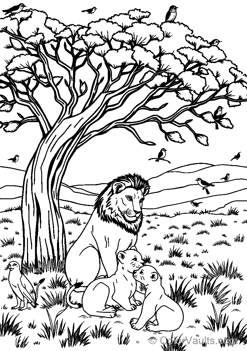 A Lion Family In Nature