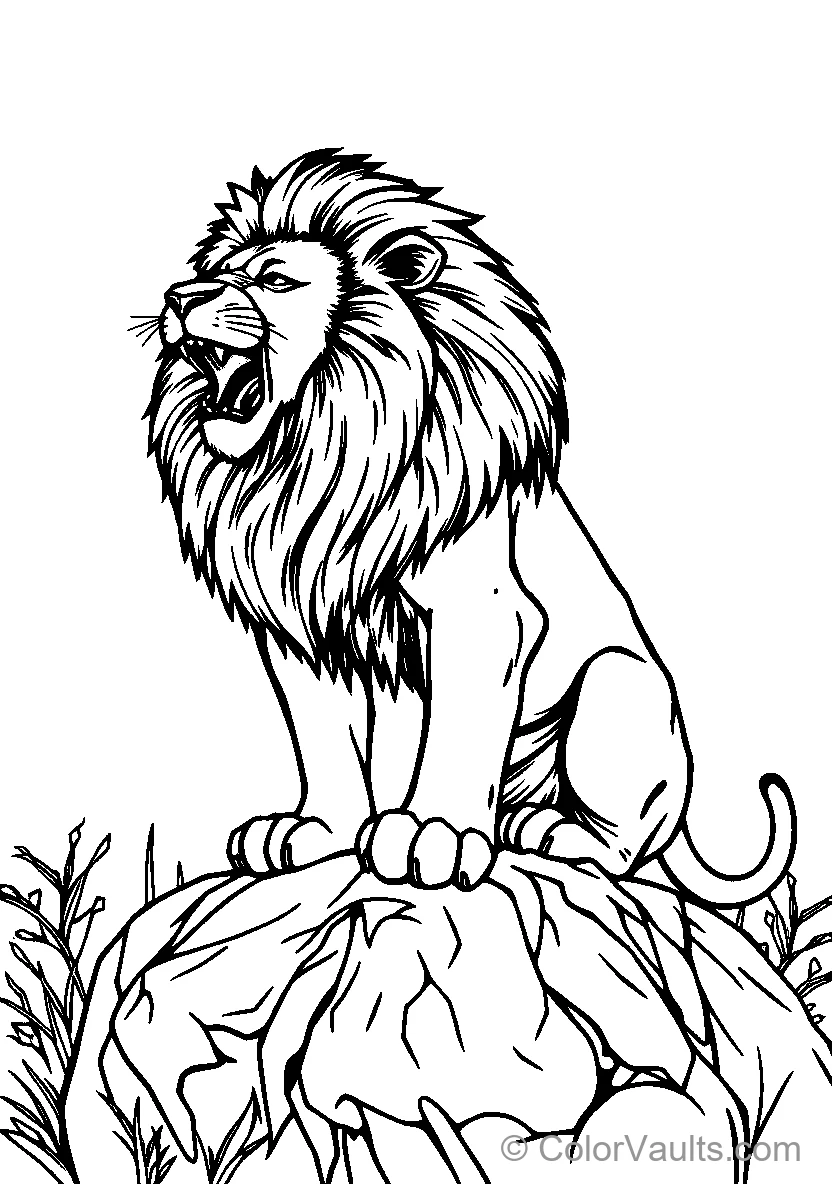 A Majestic Lion Sits Atop Its Domain