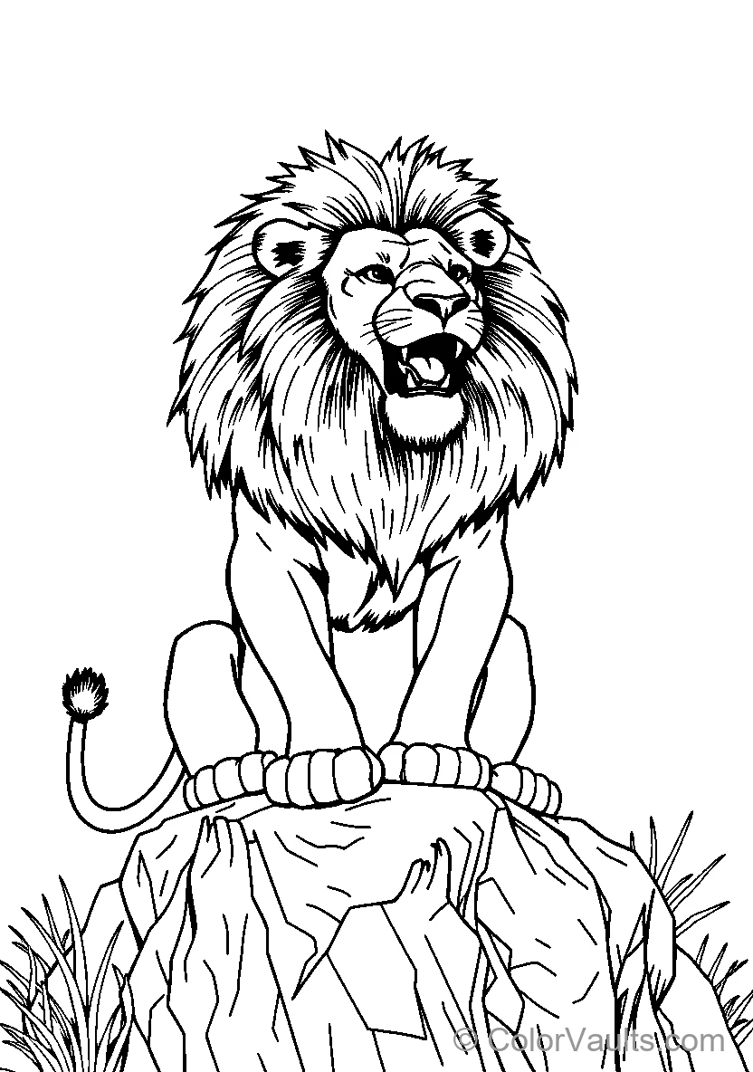 A Majestic Lion Sits Atop Its Throne