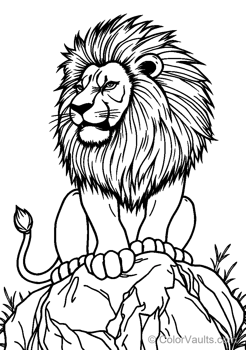 A Regal Lion Sits Atop Its Throne