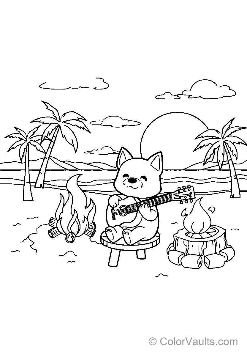 Dog Plays Guitar At Beach Camp 1