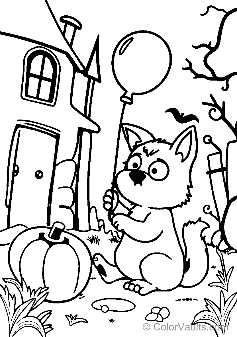 Fox avec Balloon At Halloween
