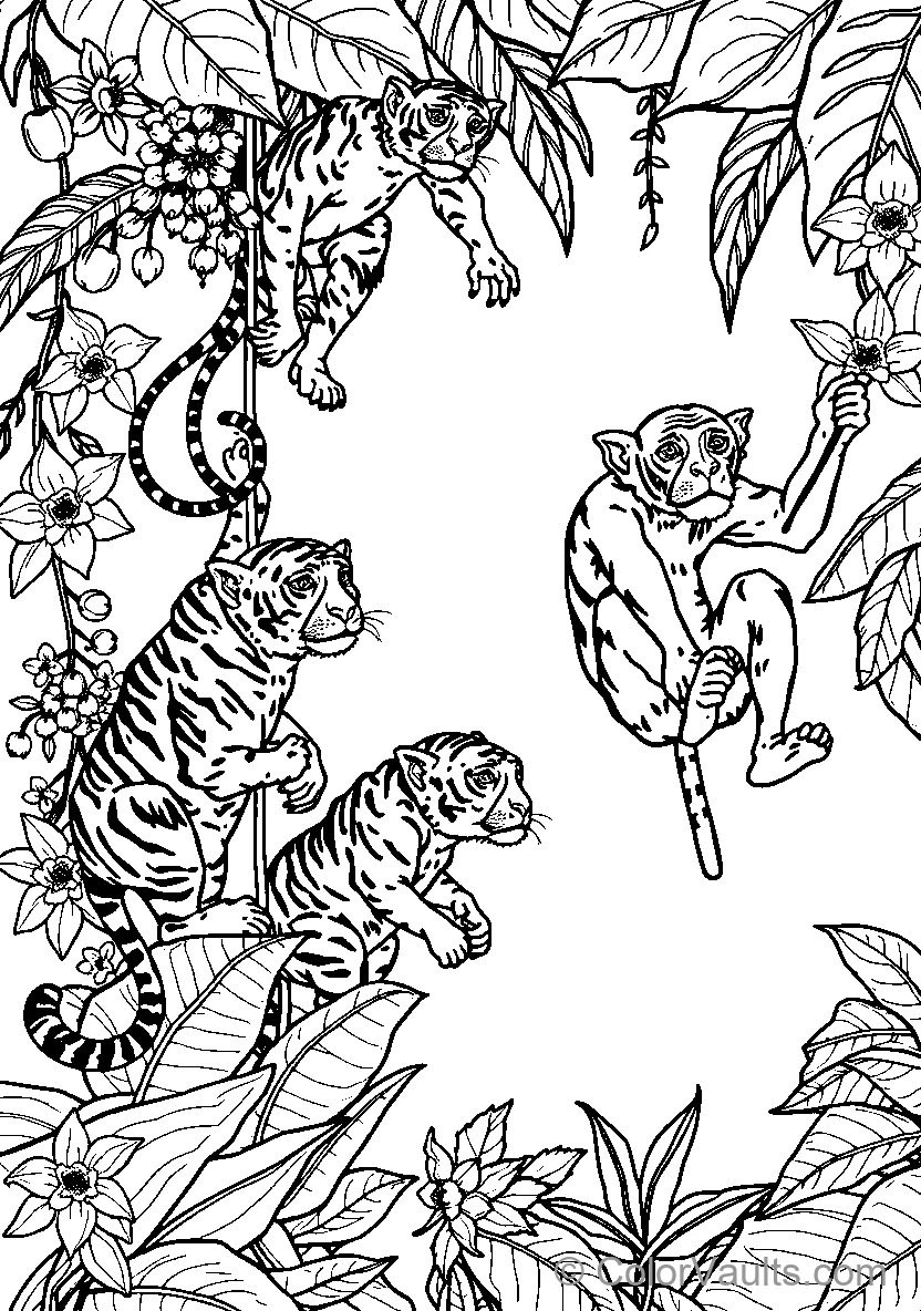 Jungle Animals In A Tree