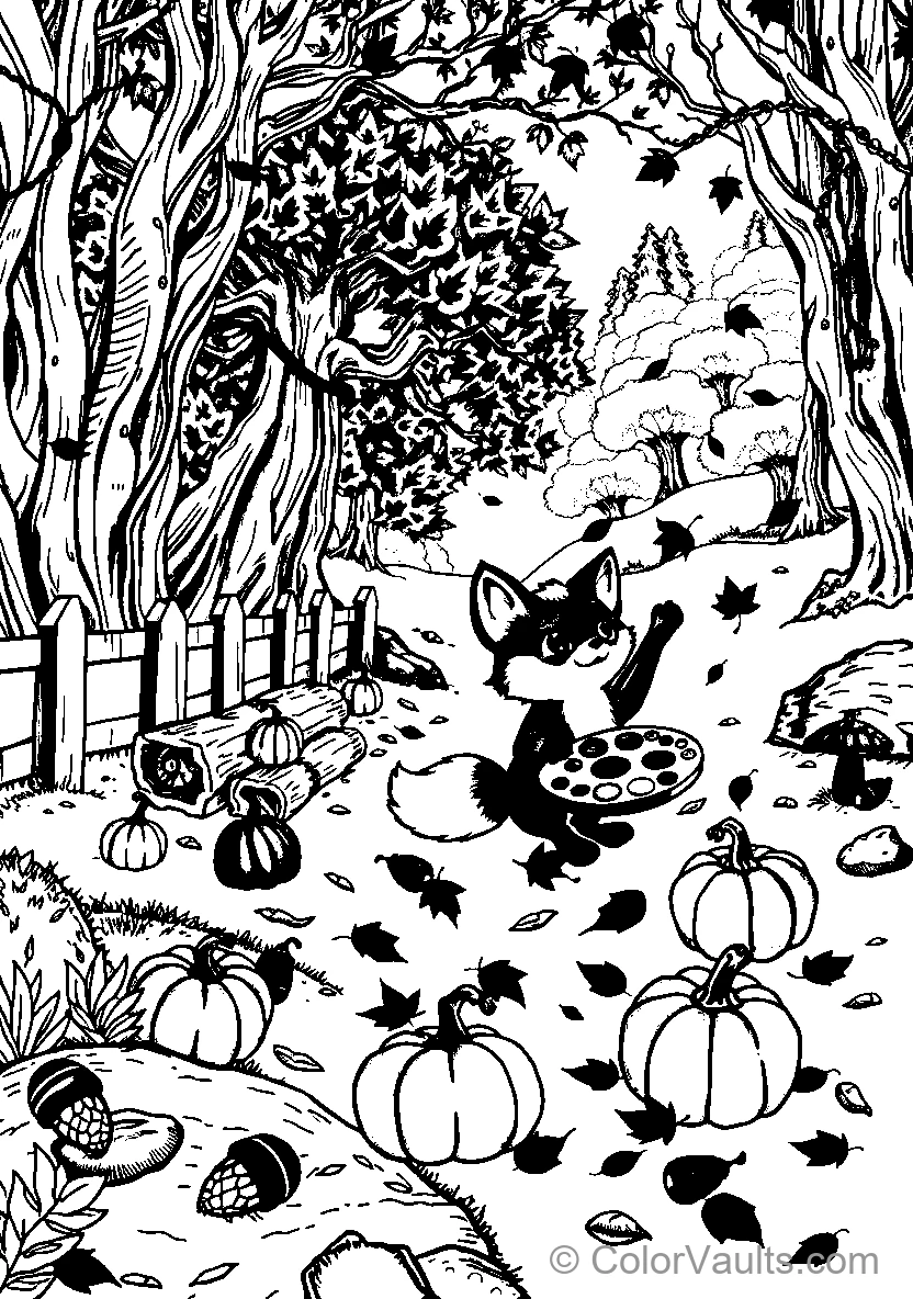 Kitten Painter In Pumpkin Patch
