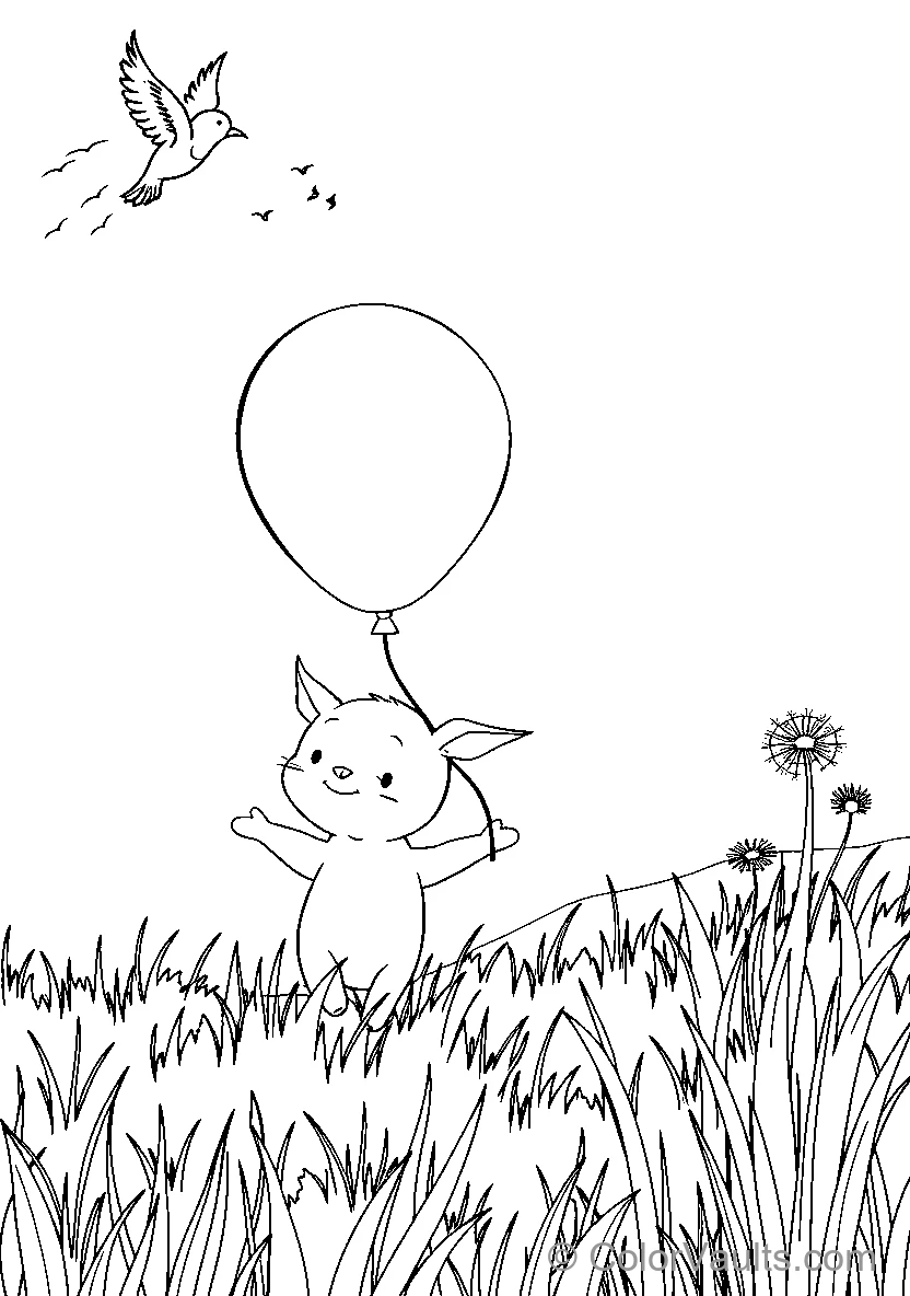 Kitten Holding A Balloon