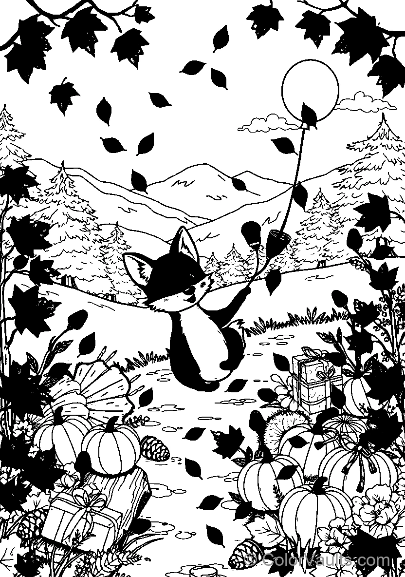 Kitten Swings Through Autumn Forest