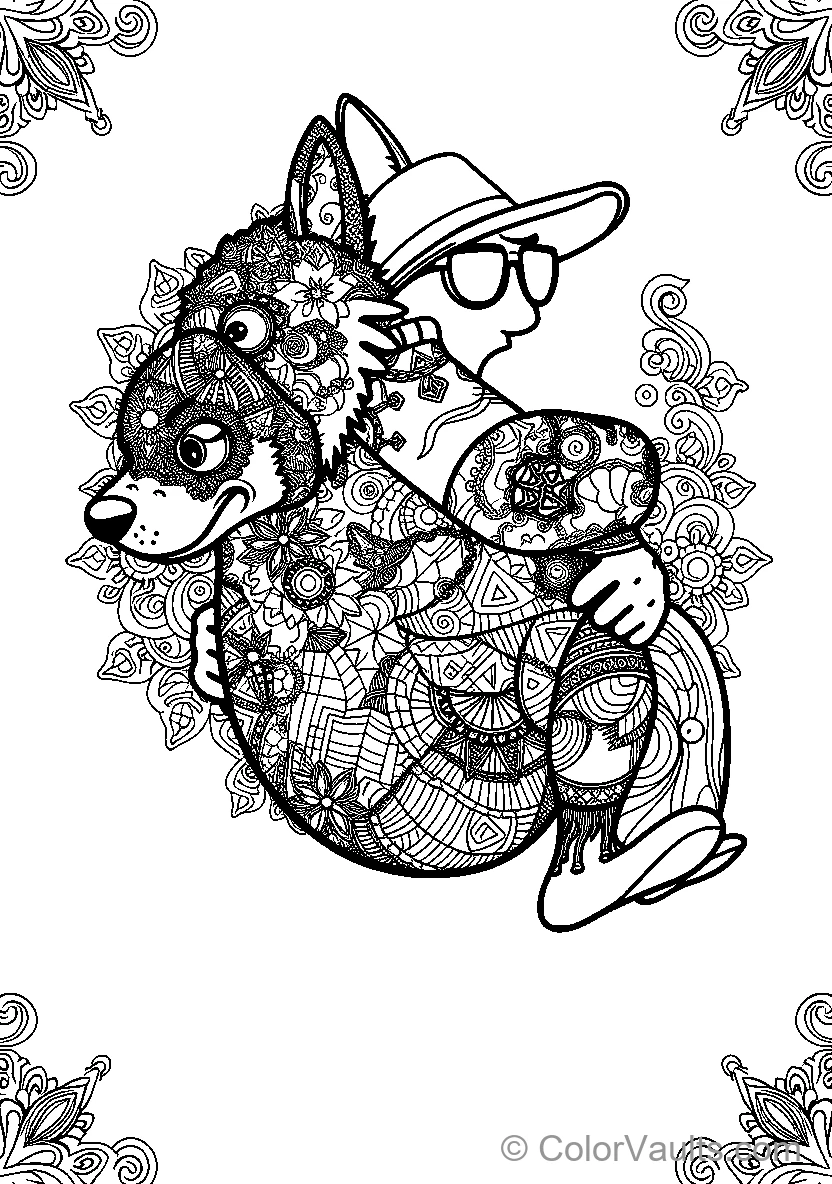 Mandala Wolf In Hat