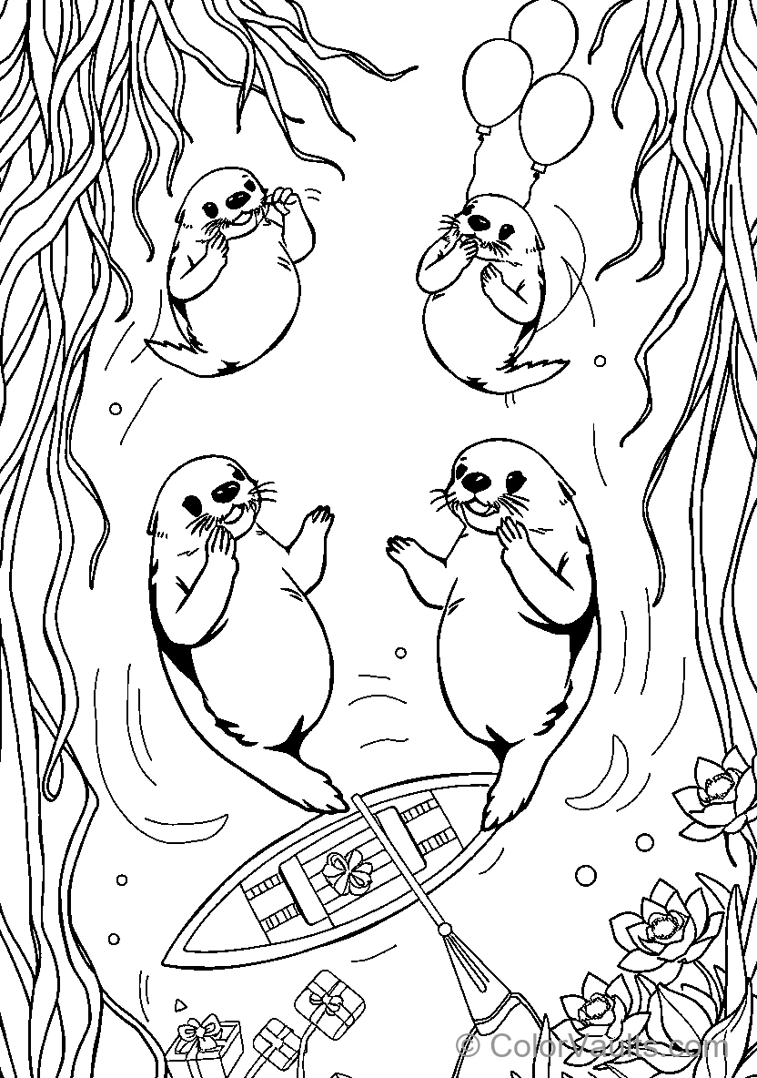 Sea Lions Celebrating Underwater