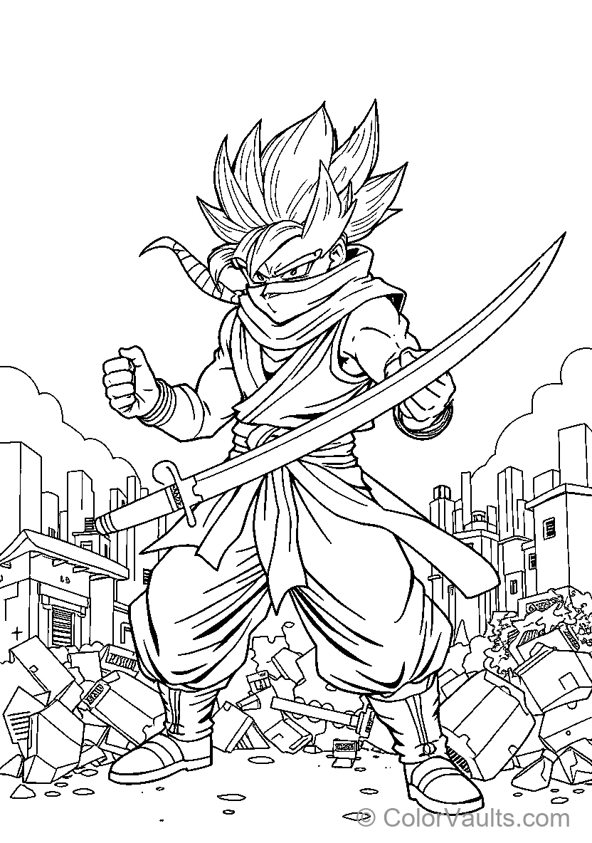 Spiky-haired warrior in action