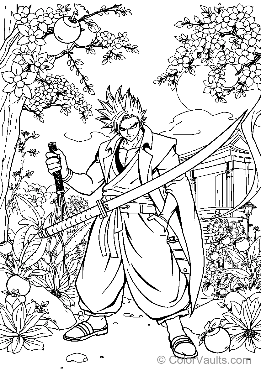 Spiky-haired warrior in traditional attire 1786123058005