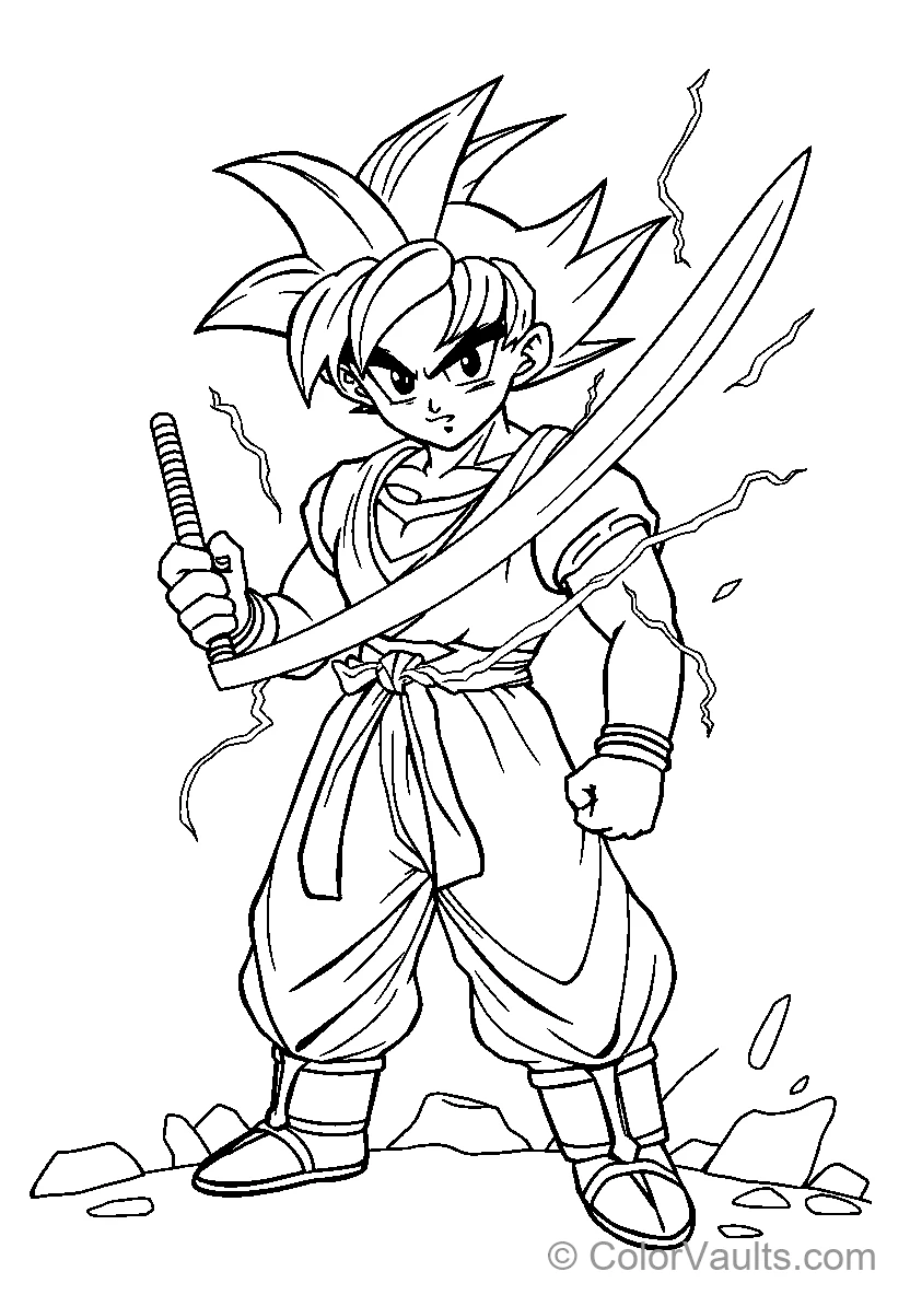 Spiky-haired warrior wielding a sword 1786123137058