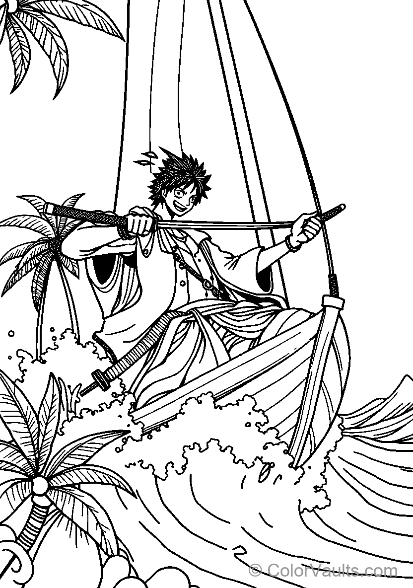Character in hammock with sword